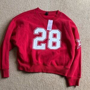 Wild Fable Red Crew Neck Sweater with Number Design
